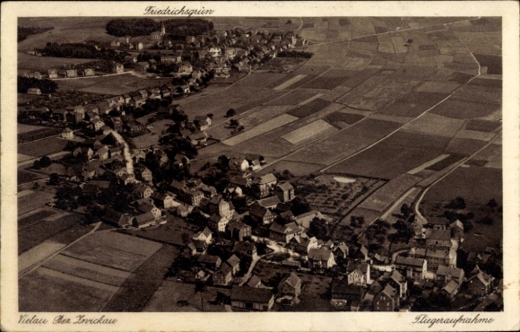 Postcard Vielau Reinsdorf Saxony, aerial photograph