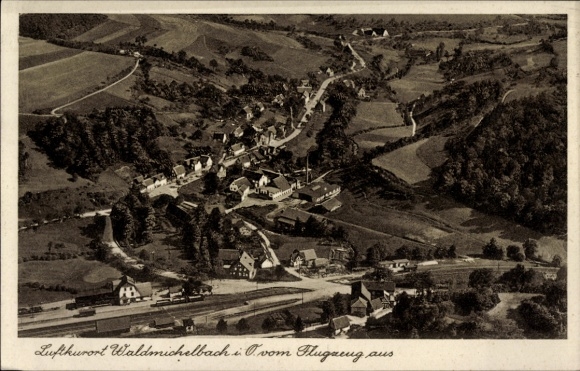 Postcard Waldmichelbach Wald Michelbach in the Odenwald Hesse, aerial photograph