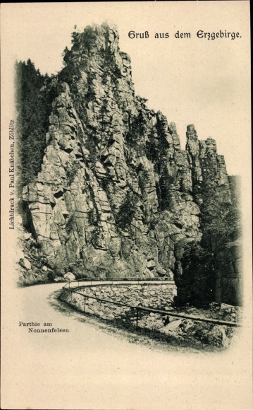 Ak Zöblitz Marienberg im Erzgebirge Sachsen, Nonnenfelsen und Teufelsmauer