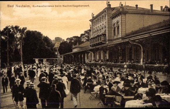 Postcard Bad Nauheim in Hesse, Kurhaus terrace at the afternoon concert