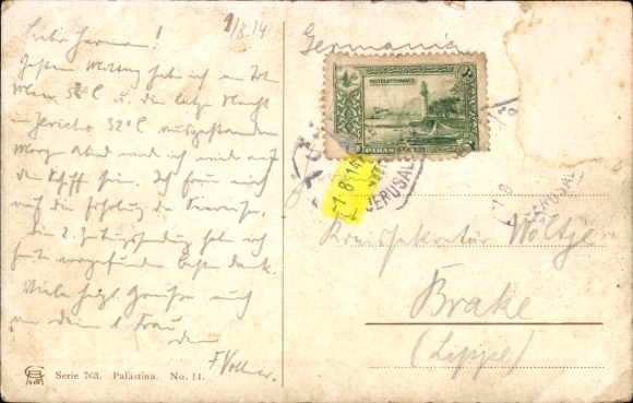 Artist Postcard Perlberg, F., Jerusalem Israel, Mount of Olives