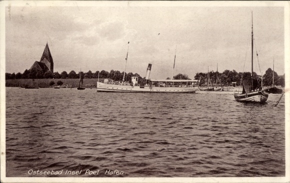Ak Insel Poel Mecklenburg, Hafen, Dampfer Insel Hiddensee