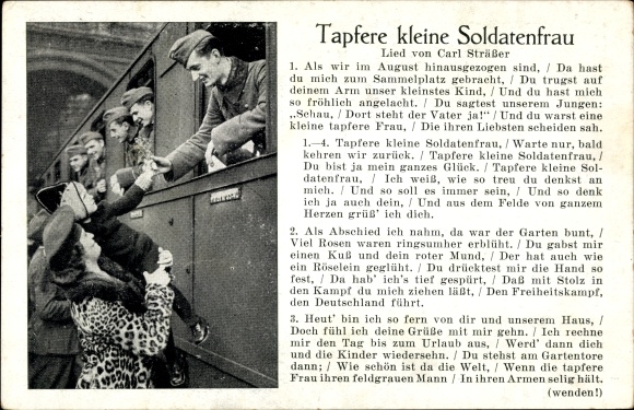 Song Postcard brave little soldier&#39;s wife, Carl Sträßer, German Wehrmacht
