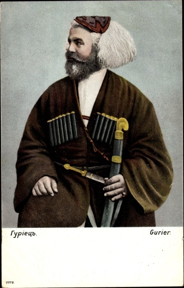 Postcard Gurier, man in folk costume from the Caucasus