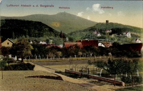Postcard Alsbach Hähnlein on the Bergstrasse Hesse, Schlossberg, Melibokus