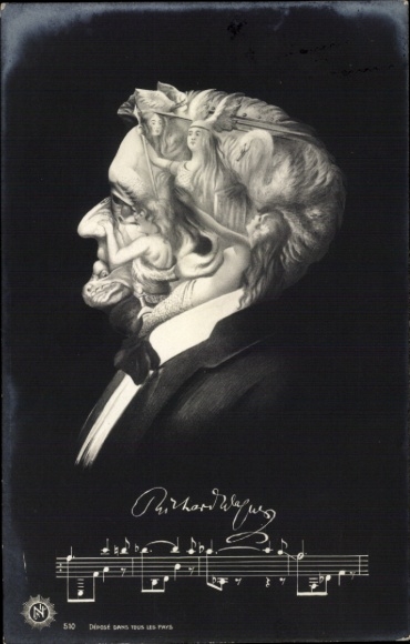 Postcard Richard Wagner, German composer, playwright and conductor, Metamorphosis
