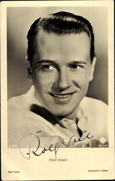 Ak Schauspieler Rolf Weih, Portrait, Ross Verlag Nr. A 2542/1, Autogramm