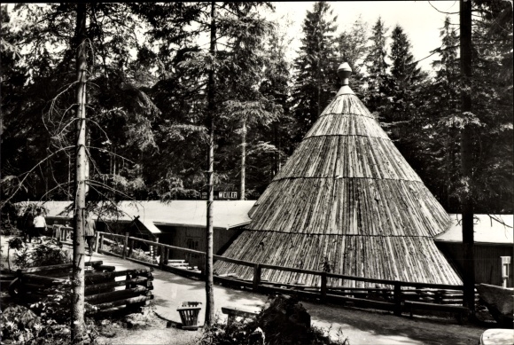 Postcard Sosa Eibenstock in the Ore Mountains, consumer restaurant Meiler at the dam of peace