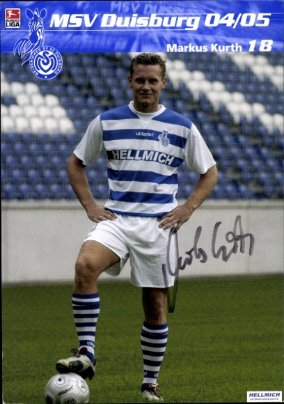 Autogrammkarte Fußballer Markus Kurth, MSV Duisburg, Autogramm