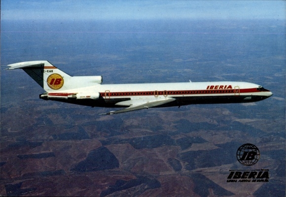 Postcard Spanish passenger aircraft, Iberia, Boeing 727 256