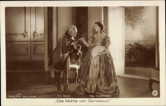 Postcard Actor Otto Gebühren, Actress Olga Tschechowa, The Mill of Sanssouci, Ross 51 3