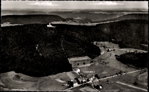 Ak Fohrenbühl Lauterbach im Schwarzwald, Aussicht über Landschaft, Gasthaus zum Adler, bewaldete 