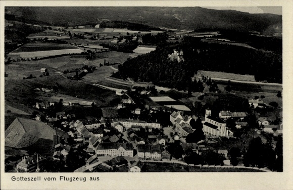 Postcard Gotteszell in Lower Bavaria, aerial photograph