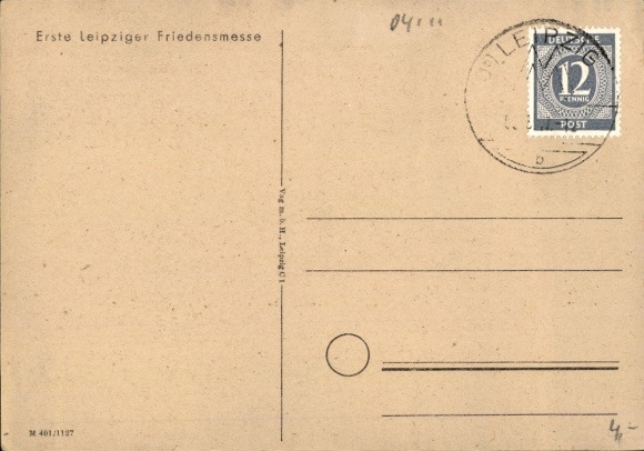 Artist Postcard Leipzig, First Leipzig Peace Fair 1947, Town Hall, Fur Trader, Bookseller
