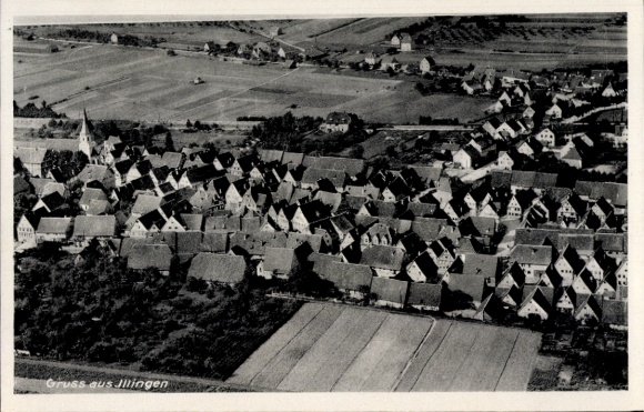 Postcard Illingen in Württemberg, aerial photograph