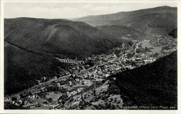 Postcard Lambrecht in the Palatinate, aerial photograph