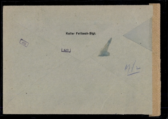 Michel 771 on foreign letter Fellbach to Zurich 29.12.1942
