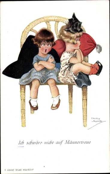 Artist Postcard Spark, Chicky, I don&#39;t swear by man fidelity, girl in a chair