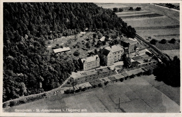 Postcard Gemünden am Main Lower Franconia, aerial photograph of the Sankt Josephshaus