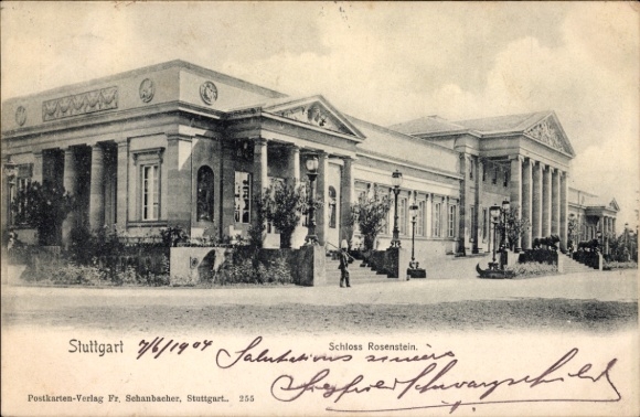 Postcard Bad Cannstatt Stuttgart in Württemberg, Rosenstein Castle