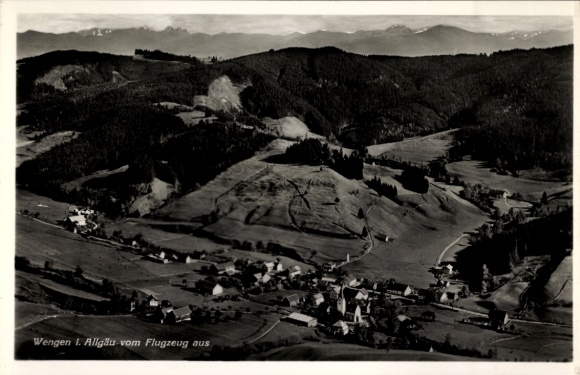 Postcard Wengen Weitnau in Allgäu Swabia, aerial photograph