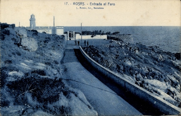 Postcard Roses Rosas Catalonia, lighthouse