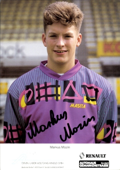 Autogrammkarte Fußballer Markus Mozin, Rot-Weiss Essen, Autogramm