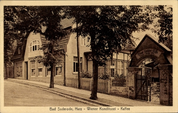 Postcard Bad Suderode Quedlinburg in the Harz, Viennese pastry shop, coffee