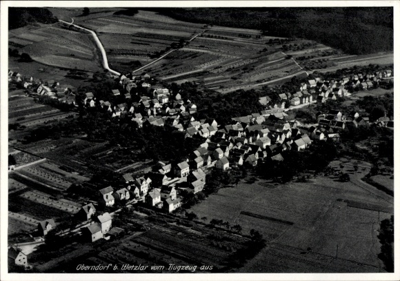 Postcard Oberndorf Solms Hessen, aerial photograph