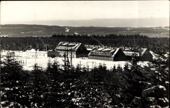 Postcard Schnenstein Tannenbergsthal in the Vogtland, holiday and school camp, winter view