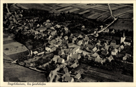 Postcard Dingolshausen in Lower Franconia, aerial photograph
