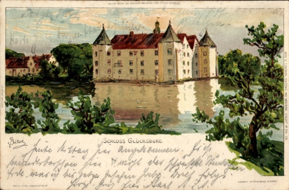 Artist Chromo-Litho Biese, C., Glücksburg in Schleswig Holstein, Glücksburg Castle, moated castle