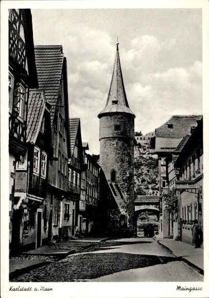 Postcard Karlstadt am Main Unterfranken, Maingasse, Turm