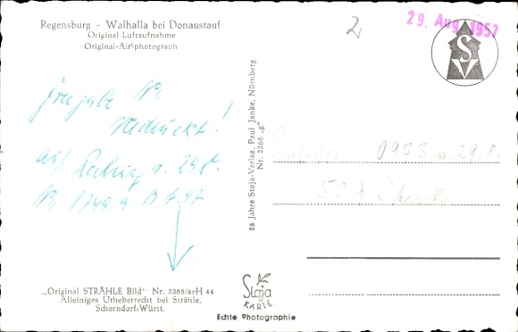 Postcard Donaustauf in the Upper Palatinate, Walhalla, aerial view of the Walhalla, monumental architecture, surroundings