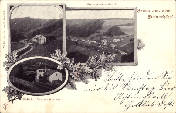 Ak Warmensteinach Oberfranken Bayern, Berglandschaft, Bahnhof  Oberwarmensteinach, Gruß aus dem S