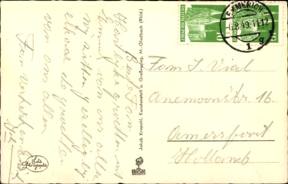 Postcard Emmerich am Niederrhein, partial view, steamer