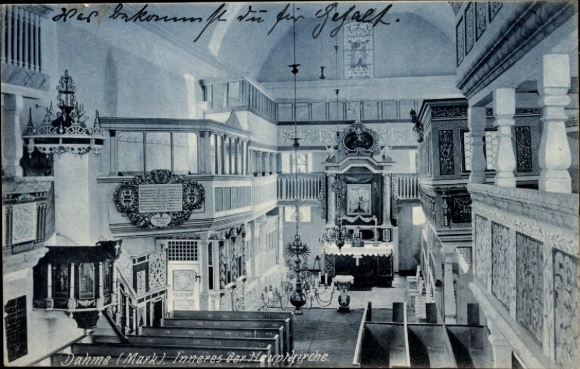 Postcard Dahme in der Mark, interior of the main church