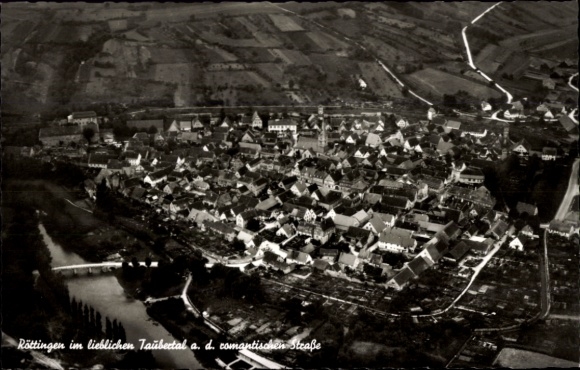 Postcard Röttingen an der Tauber Lower Franconia, aerial photograph