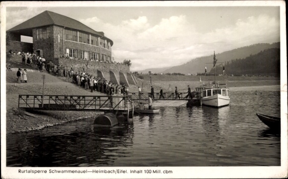 Postcard Schwammenauel Heimbach in the Eifel, Rurtalsperre Schwammenauel