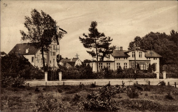 Postcard Niendorf on the Baltic Sea Hohenkirchen in Mecklenburg, holiday colony Niendorf, buildings, trees, Os