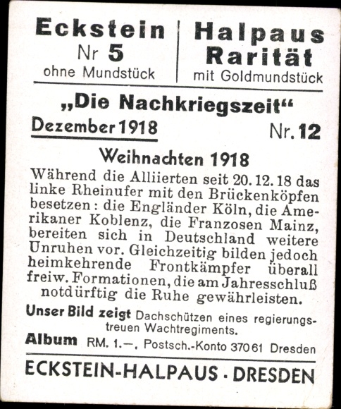 Collector's picture The post-war period No. 12, December 1918, Christmas 1918, guard regiment loyal to the government