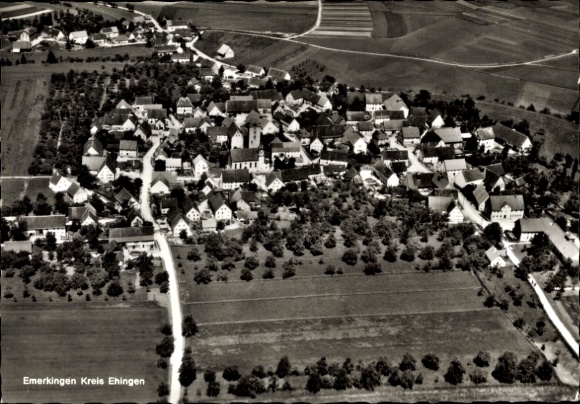 Postcard Emerkingen in Württemberg, aerial photograph