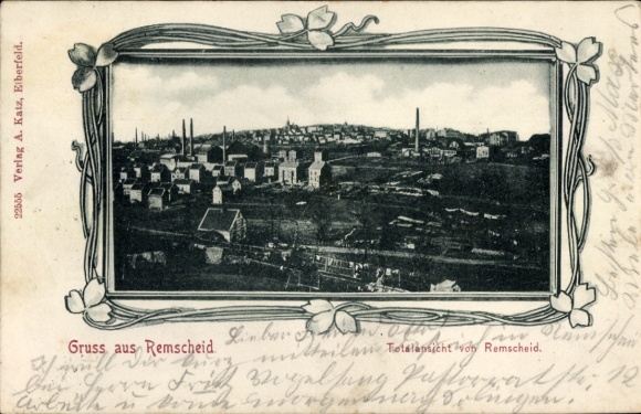 Passepartout Postcard Remscheid in the Bergisches Land, partial view