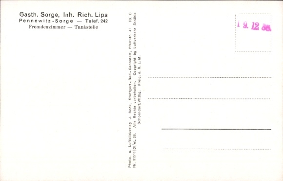 Postcard Pennewitz Sorge Ilmenau in Thuringia, aerial photograph, Gasthof Sorge