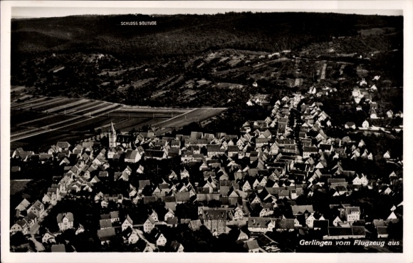 Postcard Gerlingen in Württemberg, aerial photograph