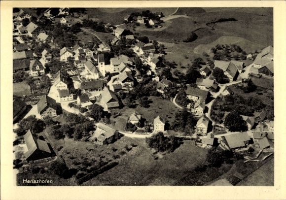 Postcard Herlazhofen Leutkirch im Allgäu Württemberg, aerial photograph