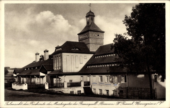 Postcard Wernesgrün Steinberg in Vogtland, model estate of the Grenzquell brewery - owner H. Günnel