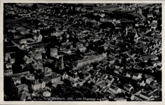 Postcard Weilheim Upper Bavaria, aerial photograph