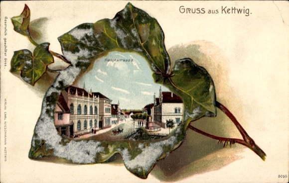 Ivy Leaf Chromo-Litho Kettwig Essen in the Ruhr area, Main Street