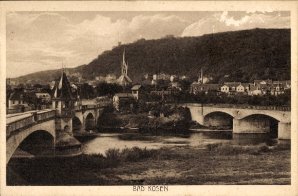 Ak Bad Kösen Naumburg an der Saale, Brücken, Stadtansicht, Kirchen, Berglandschaft